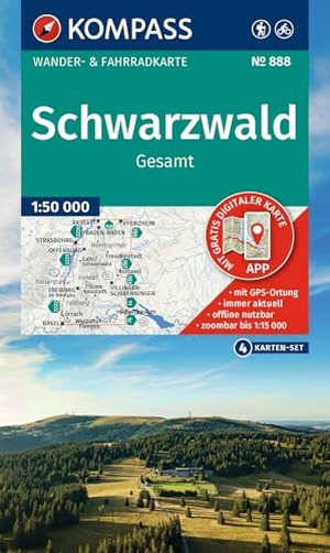 KOMPASS Wanderkarten-Set 888 Schwarzwald Gesamt (4 Karten) 1:50.000 - inklusive Karte zur offline Verwendung in der KOMPASS-App. Fahrradfahren.. Kompass Karten GmbH, 2026.