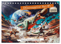 Dinosaurier Sci-Fi - Kampf der Urzeitgiganten im Weltall (Tischkalender 2025 DIN A5 quer), CALVENDO Monatskalender