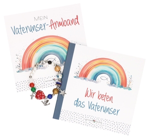Stretch-Armband mit Kreuz und bunten Perlen: Mein Vaterunser - Christlicher Schmuck für Kinder zur Kommunion, Taufe oder Geburtstag. Farbiges Kinderarmband mit Bedeutung & Begleitheft. Butzon & Bercker, 2026.