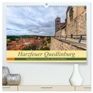 Fotografie, Redi. Harzfeuer Quedlinburg (hochwertiger Premium Wandkalender 2024 DIN A2 quer), Kunstdruck in Hochglanz - Quedlinburg zwischen Sternwarte und Bode. Calvendo, 2023.