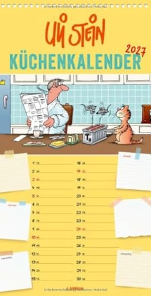 Stein, Uli. Uli Stein Küchenkalender 2027: Monatskalender für die Wand - Großer Wandkalender im Hochformat mit Spiralbindung. Lappan Verlag, 2026.