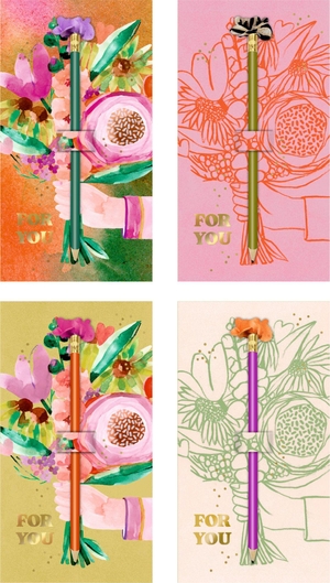 Karte mit Bleistift - Blumengrüße - Schöner Schenken - Grüße die von Herzen kommen. Coppenrath, 2026.