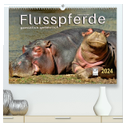 Flusspferde - gemütlich gefährlich (hochwertiger Premium Wandkalender 2024 DIN A2 quer), Kunstdruck in Hochglanz