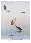 Jahreszeiten in Stil japanischer Malerei - Kunst (Wandkalender 2024 DIN A3 hoch), CALVENDO Monatskalender