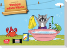Waschbär wäscht Wäsche. Kamishibai Bildkartenset