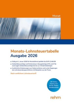 Monats-Lohnsteuertabelle 2026. Rehm Verlag, 2026.
