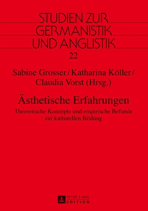 Grosser, Sabine / Claudia Vorst et al (Hrsg.). Ästhetische Erfahrungen - Theoretische Konzepte und empirische Befunde zur kulturellen Bildung. Peter Lang, 2017.