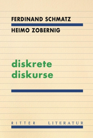 Schmatz, Ferdinand / Heimo Zobernig. diskrete diskurse. Ritter Verlag, 2026.