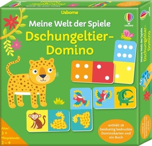 Meine Welt der Spiele: Dschungeltier-Domino - enthält 28 beidseitig bedruckte Dominokarten und ein Buch - für Kinder ab 3 Jahren. Usborne Verlag, 2025.