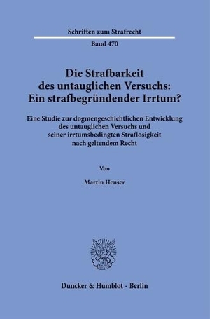 Heuser, Martin. Die Strafbarkeit des untauglichen Versuchs: Ein strafbegründender Irrtum? - Eine Studie zur dogmengeschichtlichen Entwicklung des untauglichen Versuchs und seiner irrtumsbedingten Straflosigkeit nach geltendem Recht. Duncker & Humblot GmbH, 2026.