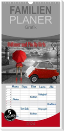 Familienplaner 2024 - Oldtimer und Pin-Up Girls by Mausopardia mit 5 Spalten (Wandkalender, 21 x 45 cm) CALVENDO