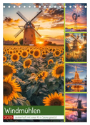 Windmühlen - Zauberhaft mit einer KI in Szene gesetzt (Tischkalender 2025 DIN A5 hoch), CALVENDO Monatskalender