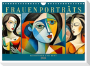 Frauenporträts, kubistisch und bunt (Wandkalender 2024 DIN A4 quer), CALVENDO Monatskalender