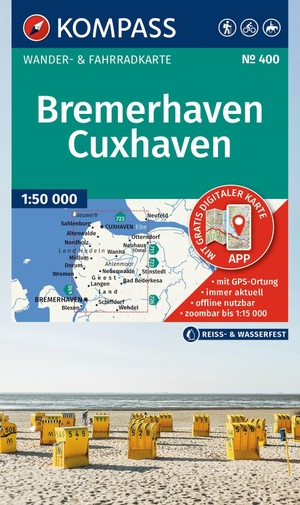 KOMPASS Wanderkarte 400 Bremerhaven-Cuxhaven 1:50.000 - Wander- und Fahrradkarte in einem - inklusive Offline-Verwendung in der KOMPASS-App. Wander-& Radwege. Reiten.. Kompass Karten GmbH, 2026.