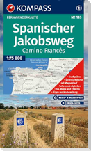 KOMPASS Wanderkarte 133 Spanischer Jakobsweg, Camino Francés 1:100.000