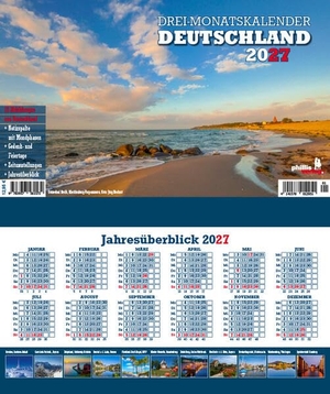 Neubert, Jörg. 3-Monatskalender Deutschland 2027 - Praktischer Monatsplaner mit umfassendem deutschen Kalendarium mit Mondphasen, Fest- und Feiertagen. PhillisVerlag GmbH, 2026.