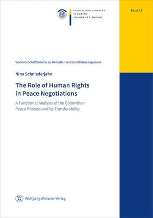 Schniederjahn, Nina. The Role of Human Rights in Peace Negotiations - A Functional Analysis of the Colombian Peace Process and Its Transferability. Metzner, Wolfgang Verlag, 2026.