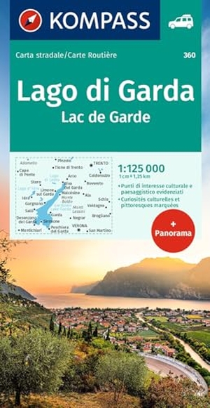 KOMPASS-Karten GmbH (Hrsg.). KOMPASS Autokarte Lago di Garda, Lac de Garde 1:125.000 - mit Panorama. Kompass Karten GmbH, 2020.