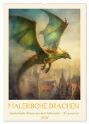 Malerische Drachen (Wandkalender 2024 DIN A2 hoch), CALVENDO Monatskalender