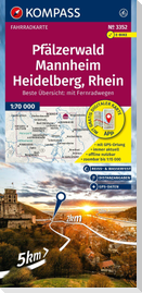 KOMPASS Fahrradkarte 3352 Pfälzerwald, Mannheim, Heidelberg, Rhein 1:70.000