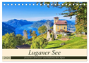 Luganer See - Zwischen Schweizer und Italienischen Alpen (Tischkalender 2024 DIN A5 quer), CALVENDO Monatskalender