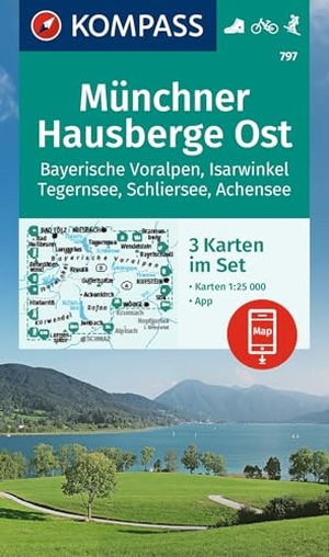 KOMPASS Wanderkarten-Set 797 Münchner Hausberge Ost, Bayerische Voralpen, Isarwinkel, Tegernsee, Schliersee, Achensee (3 Karten) 1:25.000 - inklusive Karte zur Offline-Verwendung in der KOMPASS-App, Fahrradfahren, Skitouren. Kompass Karten GmbH, 2024.