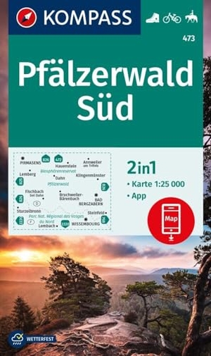 KOMPASS Wanderkarte 473 Pfälzerwald Süd 1:25.000 - 2in1 Wanderkarte inklusive Karte zur offline Verwendung in der KOMPASS-App. Fahrradfahren. Reiten.. Kompass Karten GmbH, 2024.