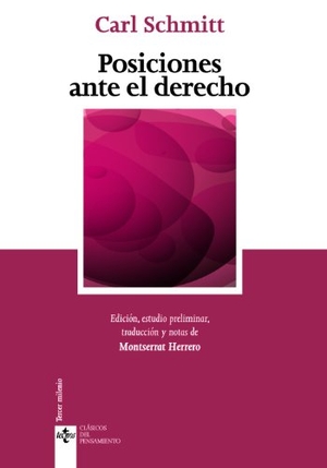 Herrero López, Montserrat / Carl Schmitt. Posiciones ante el derecho. Editorial Tecnos, 2012.