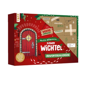 Peschke, Wolfgang. Herzlich Willkommen, kleiner Wichtel - Adventskalender. Mit Wichteltür, Bastelmaterial und Anleitungsbuch - Box (38,5 x 26,5 x 5 cm) mit 24 kleinen Boxen. frechverlag GmbH, 2023.