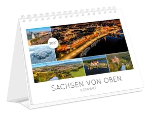 K4 Verlag / Peter Schubert. Kalender Sachsen von oben kompakt 2027 - | 21 x 15 cm | weißes Kalendarium. K4Verlag FotoCo+GmbH, 2026.