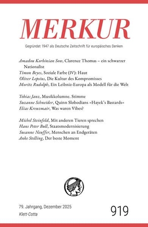 Demand, Christian / Ekkehard Knörer (Hrsg.). MERKUR 12/2025, Jg.79 - Nr. 919, Heft 12, Dezember 2025. Klett-Cotta Verlag, 2025.