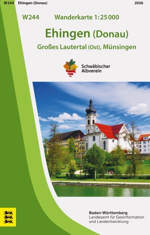 Lgl (Hrsg.). W244 Wanderkarte 1:25 000 Ehingen (Donau) - Großes Lautertal (Ost), Münsingen. LVA Baden-Württemberg, 2026.