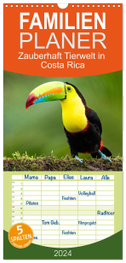 Familienplaner 2024 - Zauberhaft Tierwelt in Costa Rica mit 5 Spalten (Wandkalender, 21 x 45 cm) CALVENDO