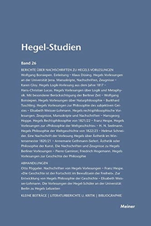 Nicolin, Friedhelm / Otto Pöggeler (Hrsg.). Hegel-Studien / Hegel-Studien Band 26 (1991). Felix Meiner Verlag, 1991.