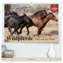 Wildpferde. Frei wie der Wind (hochwertiger Premium Wandkalender 2024 DIN A2 quer), Kunstdruck in Hochglanz