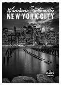 NEW YORK CITY Monochrome Stadtansichten (Wandkalender 2024 DIN A2 hoch), CALVENDO Monatskalender