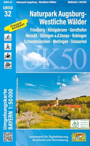 Landesamt für Digitalisierung, Breitband und Vermessung (Hrsg.). UK50-32 Naturpark Augsburg - Westliche Wälder - Friedberg, Königsbrunn, Gersthofen, Neusäß, Dillingen a.d.Donau, Bobingen, Schwabmünchen, Meitingen, Donauried. LDBV Bayern, 2026.