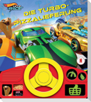 Hot Wheels Let's Race - Die Turbo-Pizzalieferung - Soundbuch - Pappbilderbuch mit beweglichem Lenkrad und 8 spannenden Geräuschen für Kinder ab 3 Jahren