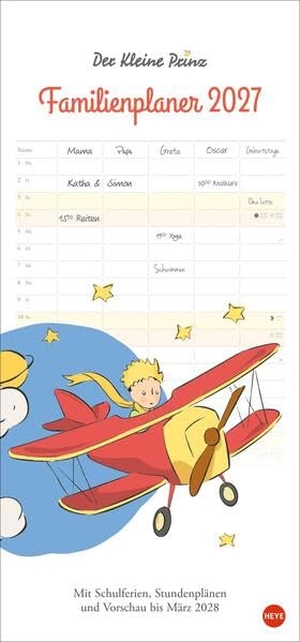 Heye (Hrsg.). Der Kleine Prinz Familienplaner 2027 - Familienkalender mit Motiven aus dem Kinderbuch-Klassiker. Wand-Kalender mit 5 Spalten. Terminkalender für Familien. Heye, 2026.