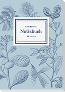Notizbuch schön gestaltet mit Leseband - A5 Hardcover blanko - 100 Seiten 90g/m² - floral hellblau - FSC Papier