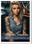 Tattoo Schönheiten - zwölf Monate, zwölf Frauen und jede Menge Tattoos (Tischkalender 2024 DIN A5 hoch), CALVENDO Monatskalender