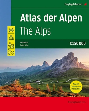 Atlas der Alpen, Autoatlas 1:150.000 Laufzeit 2021 - 2024. Freytag + Berndt, 2020.