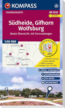 KOMPASS Fahrradkarte 3222 Südheide, Gifhorn, Wolfsburg mit Knotenpunkten 1:50.000