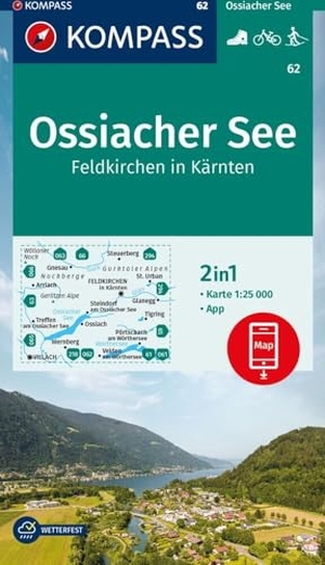 KOMPASS Wanderkarte 62 Ossiacher See, Feldkirchen in Kärnten 1:25.000 - Wander- und Fahrradkarte in einem - inklusive Offline-Verwendung in der KOMPASS-App. Wander-& Radwege. Skitouren. Langlaufen.. Kompass Karten GmbH, 2024.