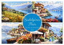 Südalpines Flair - Seen, Berge und Fantasiestädte (Tischkalender 2024 DIN A5 quer), CALVENDO Monatskalender