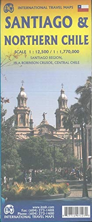 ITM City Map Santiago 1 : 12 500 / Northern Chile 1 : 1 770 000 - Santiago Region, Isla Robinson Crusoe, Central Chile. International Travel Maps, 2019.