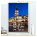 Hamburg bei Nacht (hochwertiger Premium Wandkalender 2025 DIN A2 hoch), Kunstdruck in Hochglanz