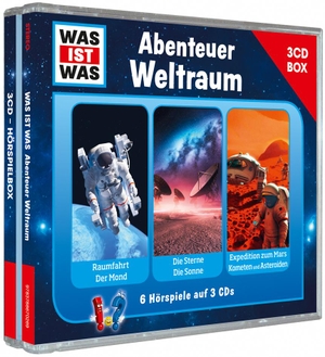 Baur, Manfred. WAS IST WAS 3-CD-Hörspielbox Abenteuer Weltraum - Raumfahrt/ Mond, Sterne/ Sonne, Expedition zum Mars/ Kometen & Asteroiden. Tessloff Verlag, 2017.