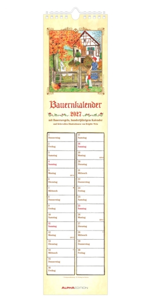Neumann Verlage GmbH & Co KG (Hrsg.). Bauernkalender 2027 - Streifenkalender 11,3x49,5 cm mit 100-jährigem Kalender & Bauernregeln, Ferienübersicht, Feiertagen & Notizfeld. Neumann Verlage GmbH & Co, 2026.