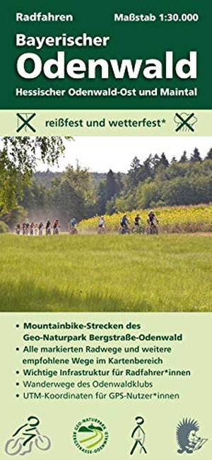 Messer, Michael. Radfahren, Bayerischer Odenwald / Hessischer Odenwald-Ost und Maintal 1:30.000 - Maßstab 1:30.000; reißfest und wetterfest; Mountainbike-Strecken des Geo-Naturpark; Alle markierten Radwege und weitere empfohlene Wege im Kartenbereich; Wichtige Infrastruktur für Radfahrer; Wanderwege des Odenwaldklubs; UTM-Koordinaten für GPS-Nutzer. MeKi Landkarten GmbH, 2021.